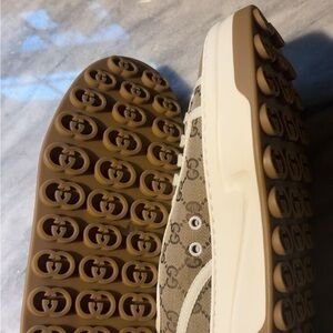 Gucci Monogram Beige and Brown Sneakers